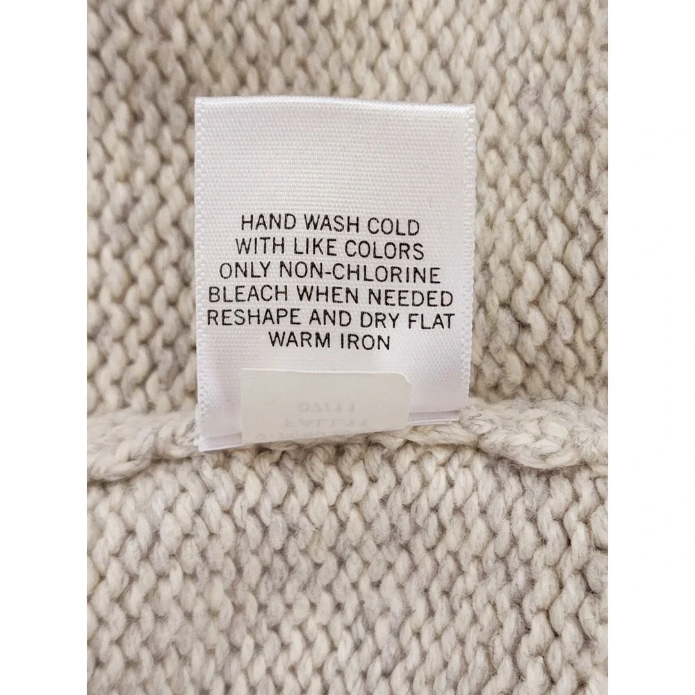 Banana Republic Mens Size M Wool Cotton Blend Beige Knit Collared Toggle Sweater